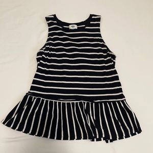 Old Navy Black and White Peplum Top